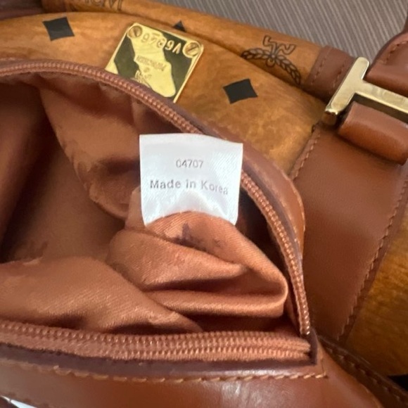 Vintage MCM Cognac Visetos Boston Doctor’s Bag Purse Double Handle Zip Pre-loved - Picture 7 of 9